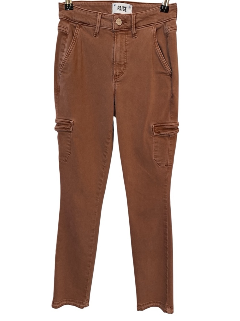 Paige Cargo Skinny Pants Brown Tan High Rise Size 23 - Picture 2 of 9